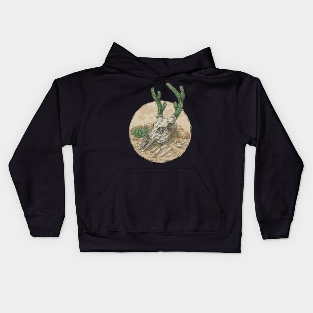 Deer Cactus Kids Hoodie by Kelelowor